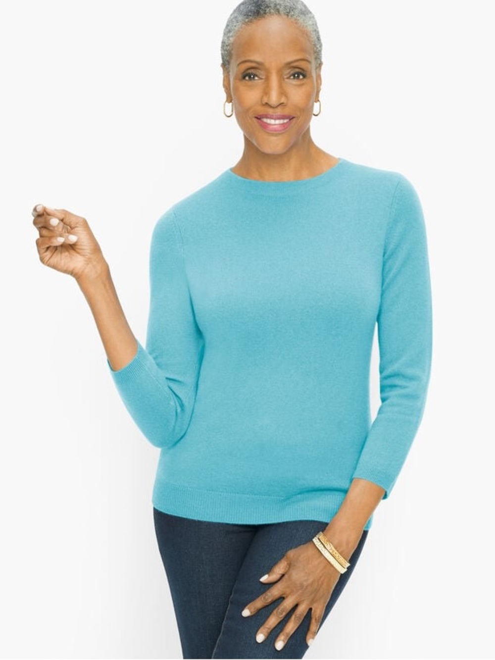 Talbots AUDREY CASHMERE SWEATER in teal